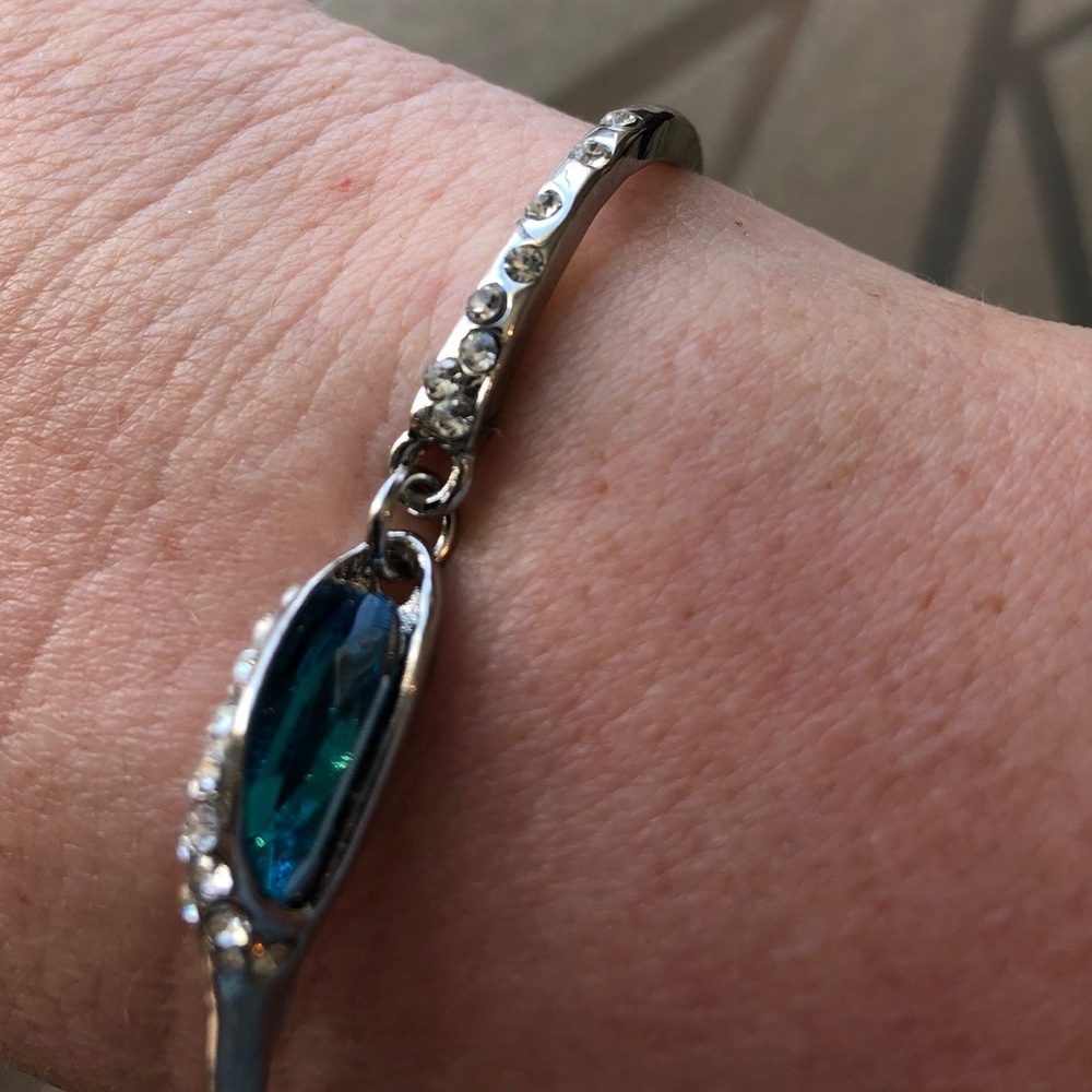 Blue Topaz & Crystal Silver Bracelet
